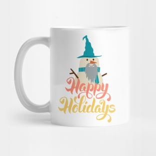 Happy Holidays - Wizard Snowman - Fantasy Mug